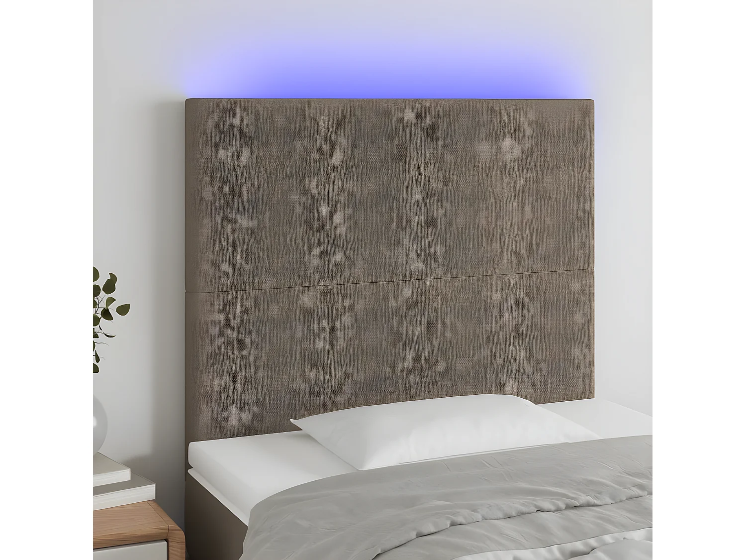Tête de lit à LED Taupe 90x5x118/128 cm Tissu POI25278 BonneVie Meuble