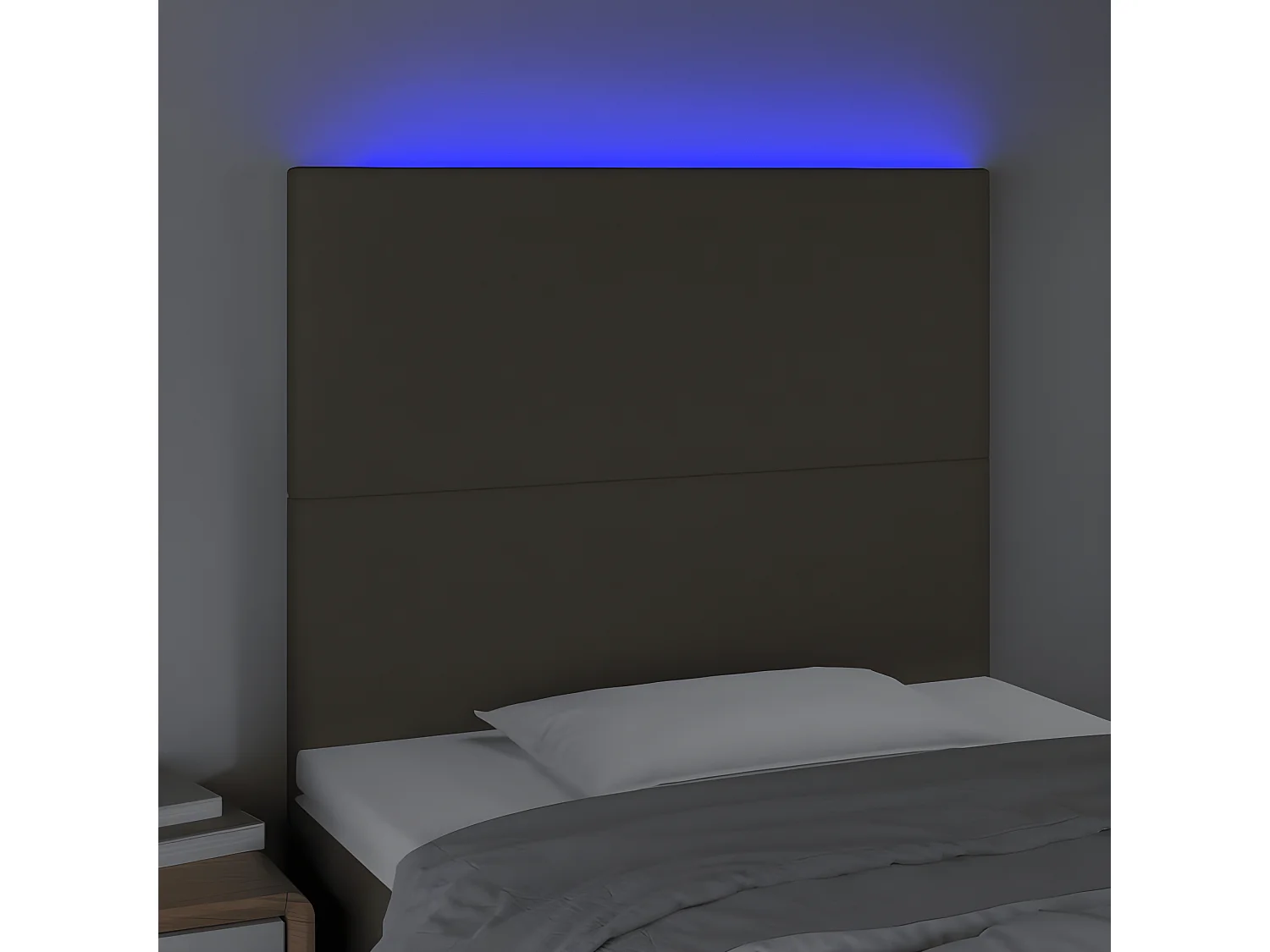 Testiera | Testata del letto a LED tortora 90x5x118/128 cm in Tessuto