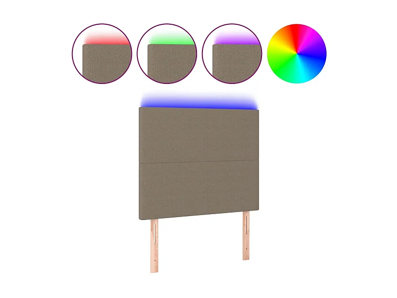 Testiera | Testata del letto a LED tortora 90x5x118/128 cm in Tessuto