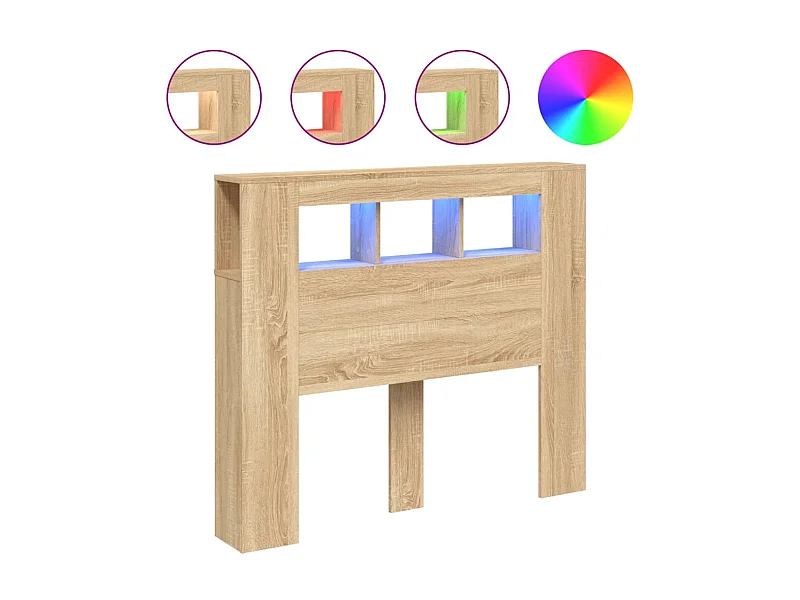 Testiera | Testata del letto LED Rovere Sonoma 120x18,5x103,5 cm Legno Multistrato