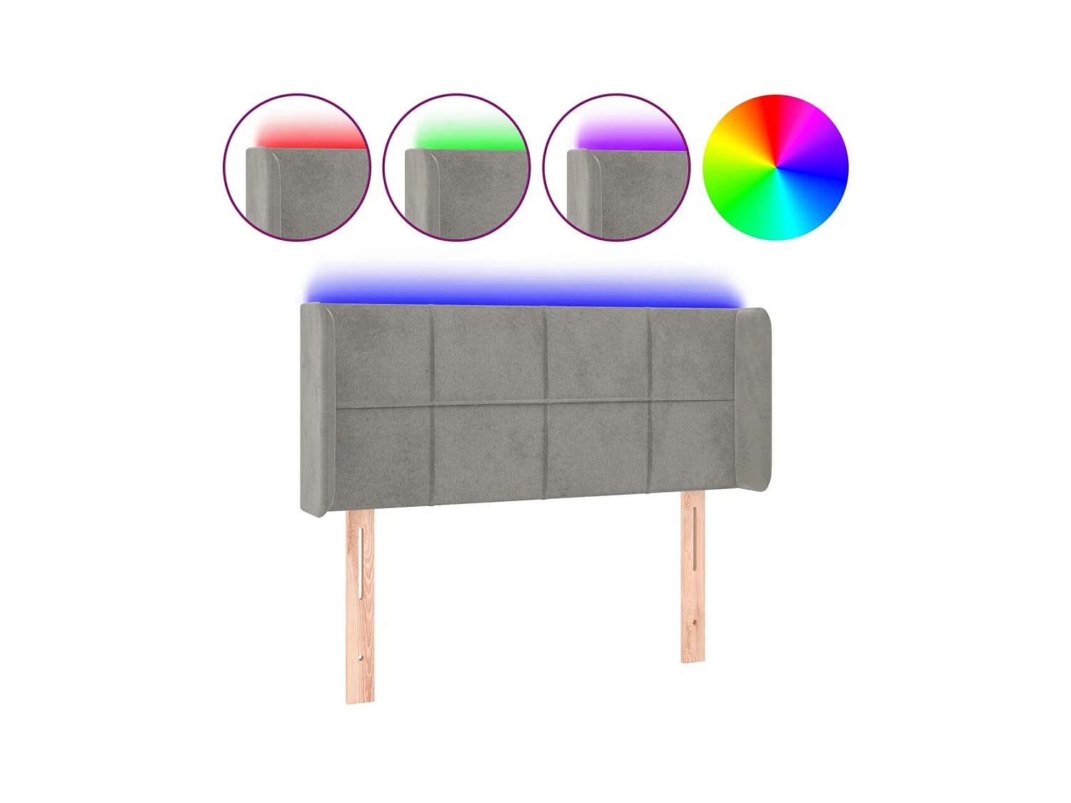 Tête de lit à LED Gris clair 83x16x78/88 cm Velours POI56741 BonneVie Meuble