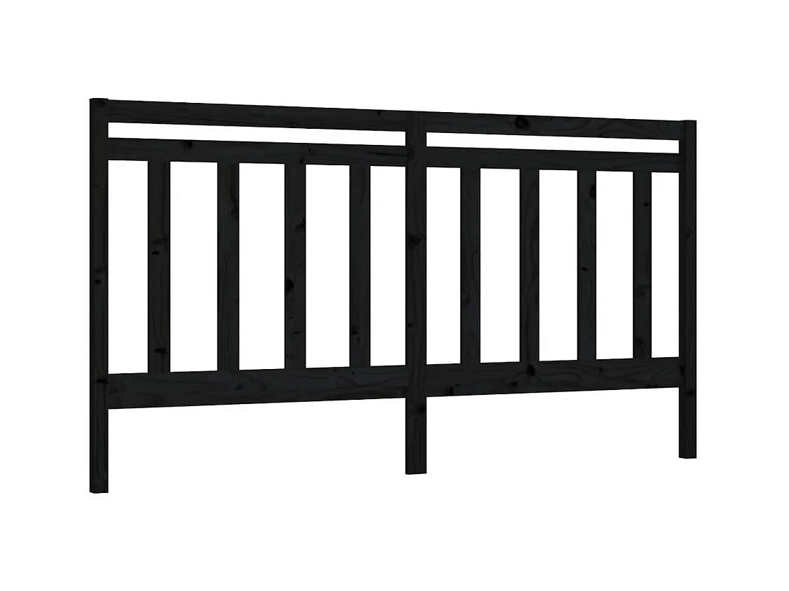 Tête de lit Noir 186x4x100 cm Bois massif de pin POI34666 BonneVie Meuble
