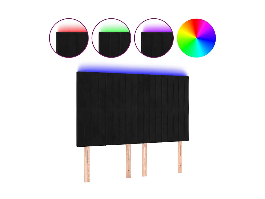 Tête de lit à LED Noir 144x5x118/128 cm Velours POI32684 BonneVie Meuble