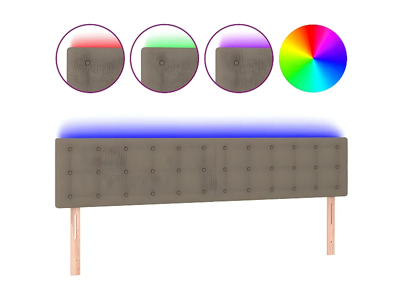 LED Kopfteil,Bettkopfteil Taupe 160x5x78/88 cm Stoff -gkd574882