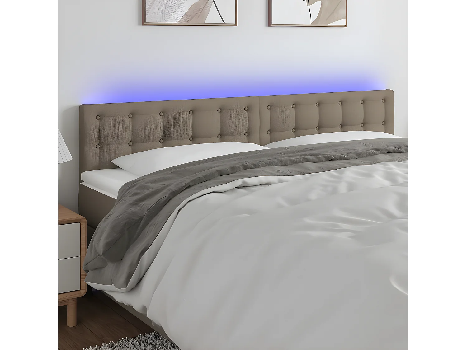 LED Kopfteil,Bettkopfteil Taupe 160x5x78/88 cm Stoff -gkd574882