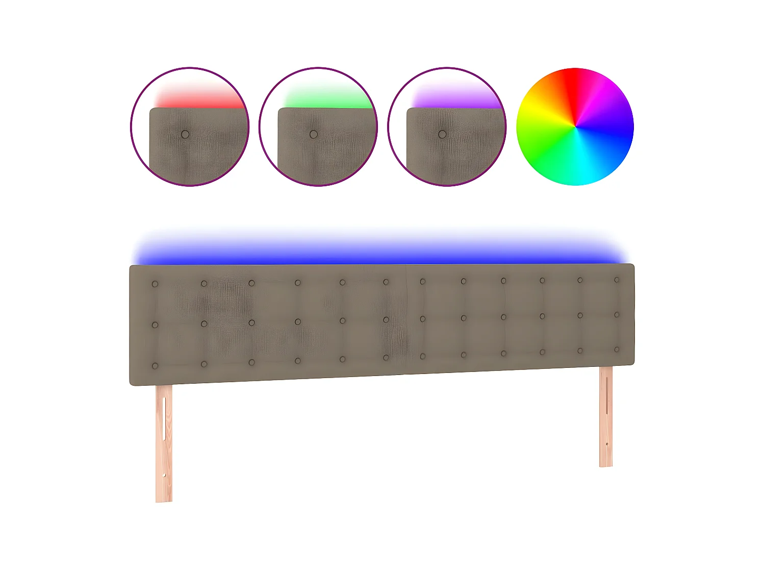 Tête de lit à LED Taupe 160x5x78,88 cm Tissu LKC74782 BonneVie Meuble