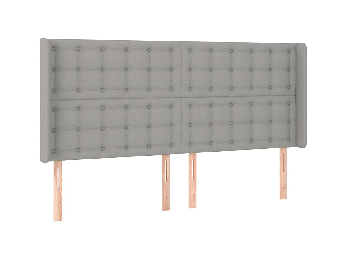 Cabeceira cama c/ abas tecido 203x16x118/128 cm cinzento-claro PT301928