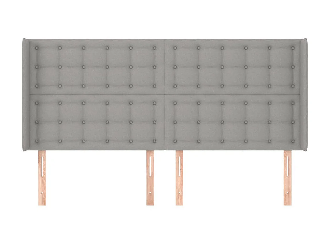 Tête de lit avec oreilles Gris clair 203x16x118/128 cm Tissu POI90122 BonneVie Meuble