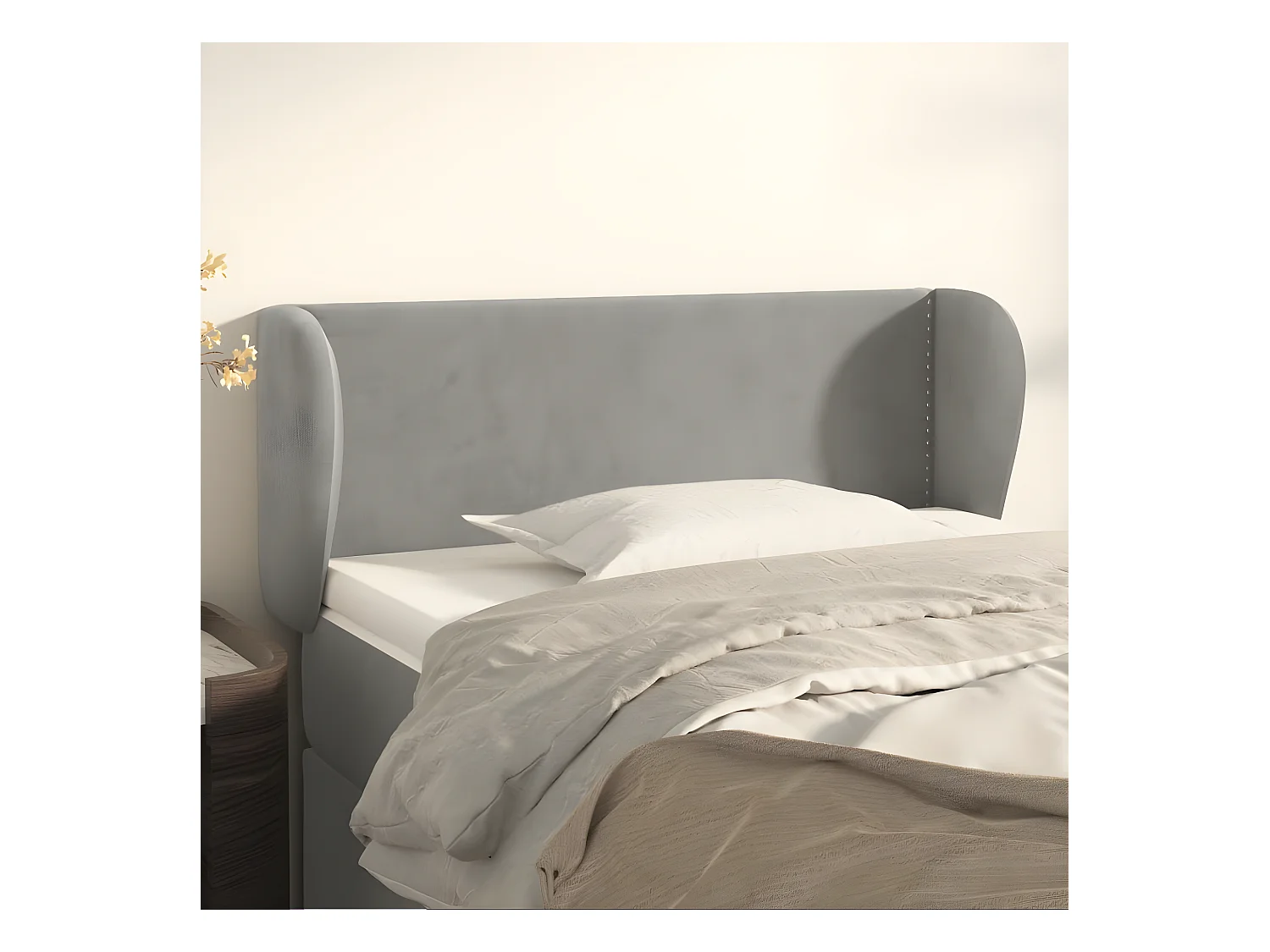 Testiera | Testata del letto ad Orecchio Grigio Chiaro 83x23x78/88 cm in Velluto