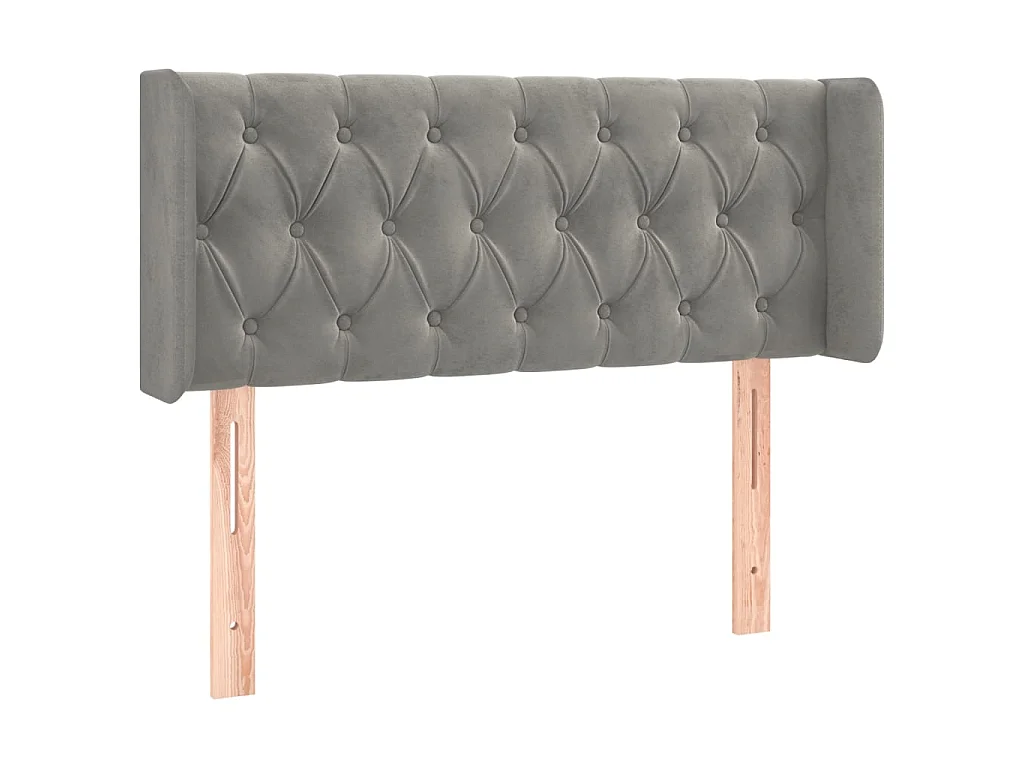 Tête de lit avec oreilles Gris clair 93x16x78/88 cm Velours POI16753 BonneVie Meuble