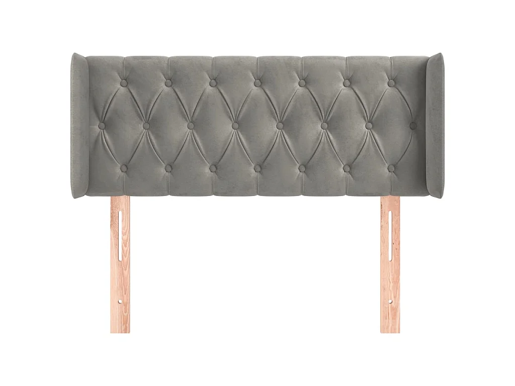 Tête de lit avec oreilles Gris clair 93x16x78/88 cm Velours POI16753 BonneVie Meuble
