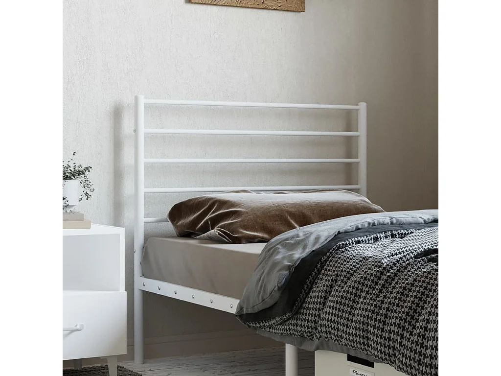 Tête de lit métal blanc 100 cm POI34368 BonneVie Meuble