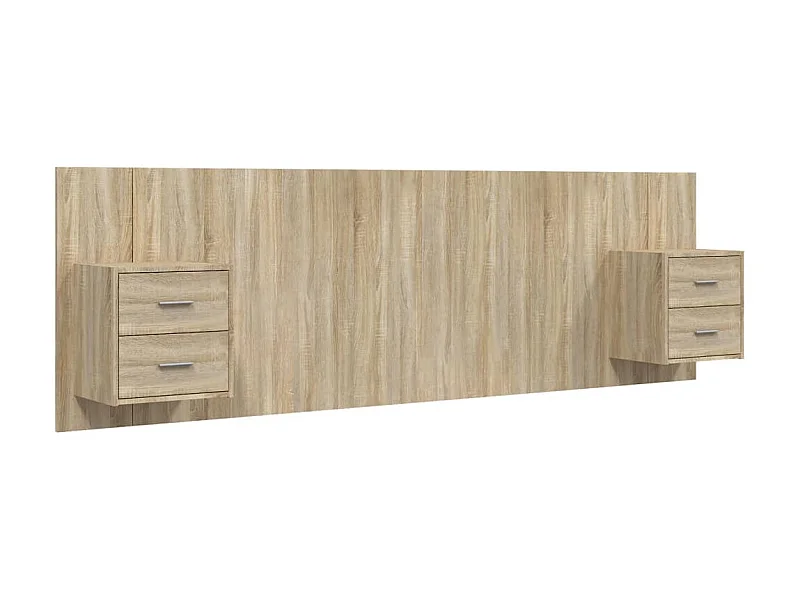 Cabecero de cama con mesitas madera contrachapada roble Sonoma ES76380