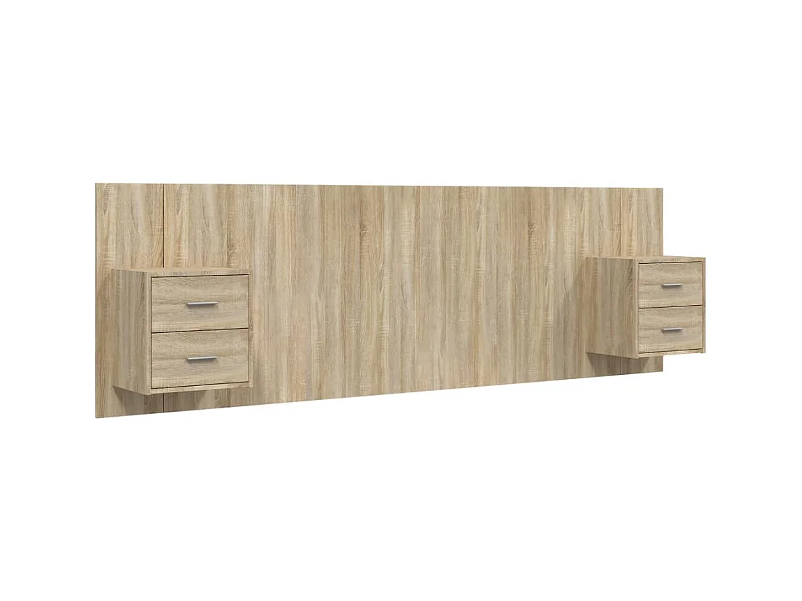 Testiera | Testata del letto Letto con Comodini in Legno Multistrato Rovere Sonoma
