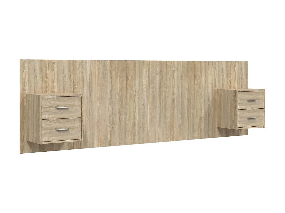 Tête de lit avec armoires Chêne sonoma Bois d'ingénierie POI91929 BonneVie Meuble