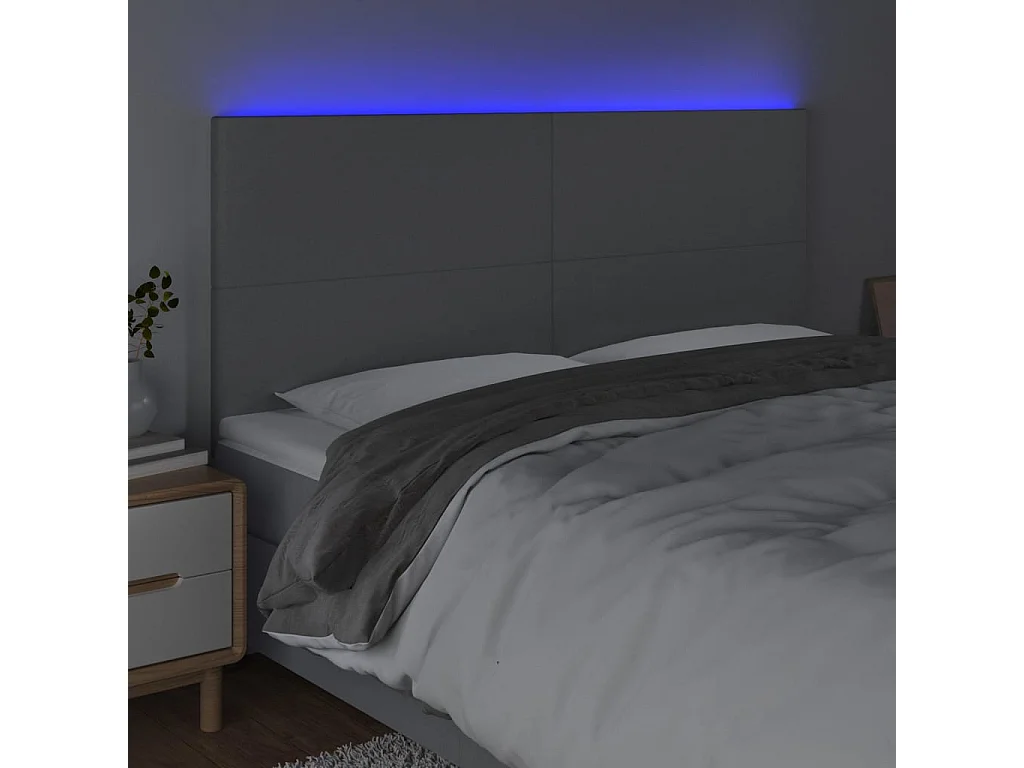 Testiera | Testata del letto a LED Grigio Chiaro 160x5x118/128 cm in Tessuto