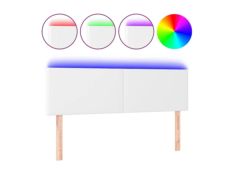 Tête de lit à LED Blanc 144x5x78/88 cm Similicuir POI37571 BonneVie Meuble