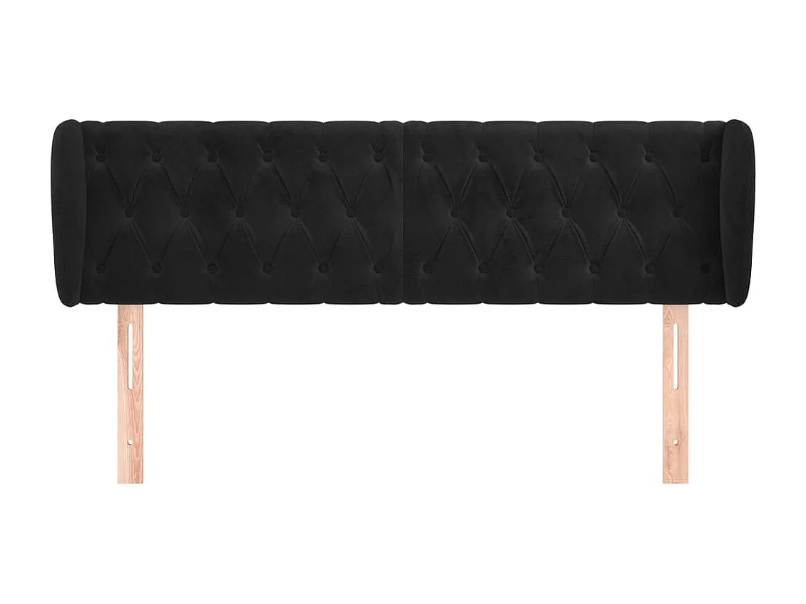 Tête de lit avec oreilles Noir 147x23x78/88 cm Velours POI87833 BonneVie Meuble