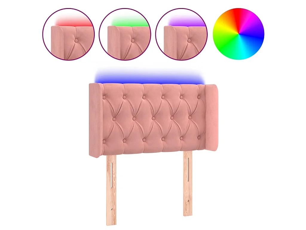Tête de lit à LED Rose 83x16x78/88 cm Velours POI81728 BonneVie Meuble