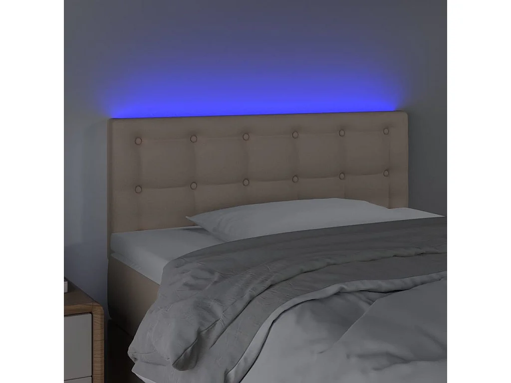 Cabecero con LED cuero sintético color capuchino 80x5x78/88 cm ES84755