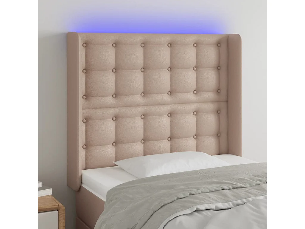 Cabecero con LED cuero sintético capuchino 83x16x118/128 cm ES25261