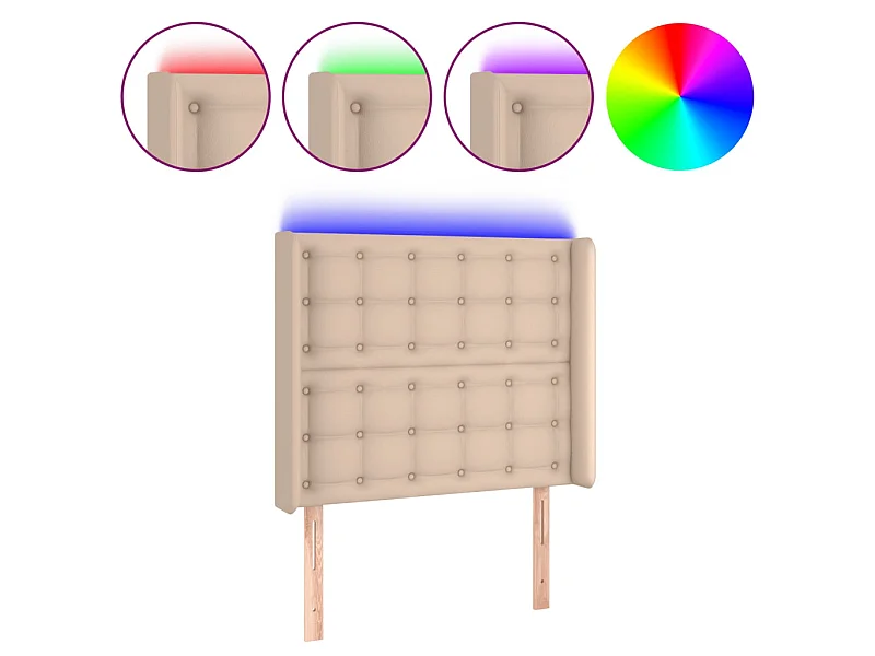 Tête de lit à LED Cappuccino 83x16x118/128 cm Similicuir POI86611 BonneVie Meuble