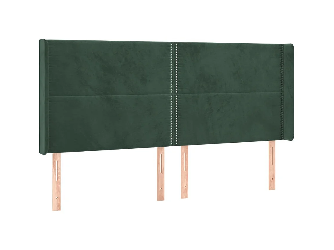 Tête de lit avec oreilles Vert foncé 203x16x118/128 cm Velours POI80446 BonneVie Meuble