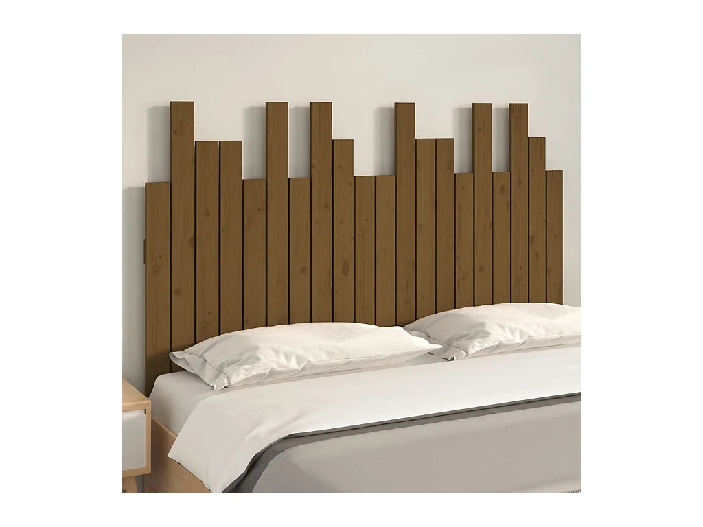Tête de lit murale Marron miel 127,5x3x80 cm Bois massif de pin POI89731 BonneVie Meuble