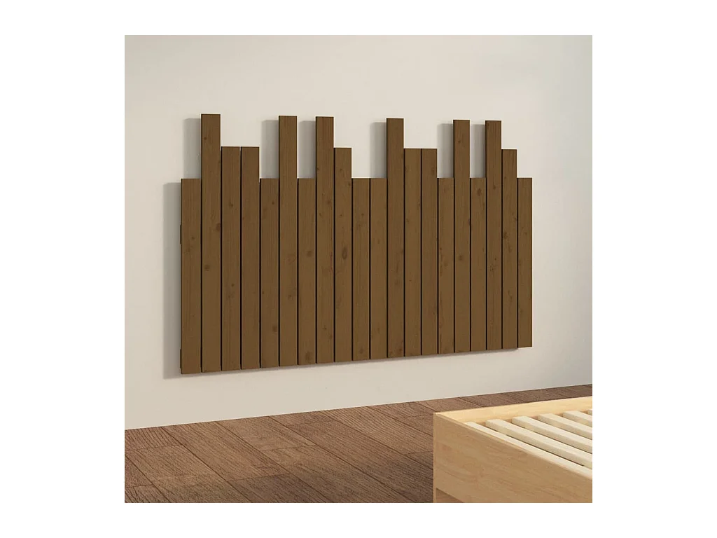 Tête de lit murale Marron miel 127,5x3x80 cm Bois massif de pin POI89731 BonneVie Meuble