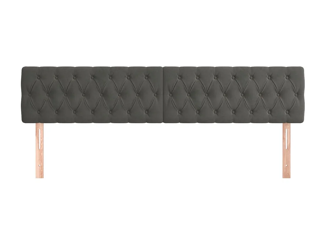 Têtes de lit 2 pcs Gris foncé 100x7x78/88 cm Velours POI91256 BonneVie Meuble