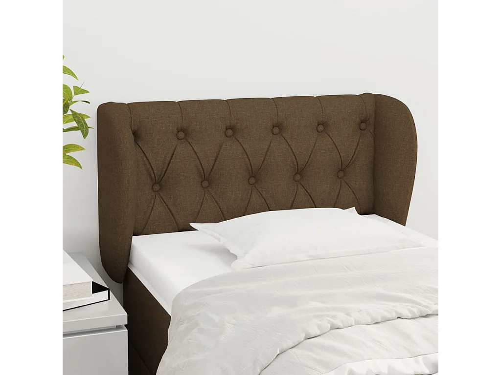 Tête de lit avec oreilles Marron Foncé 83x23x78/88 cm Tissu POI31053 BonneVie Meuble