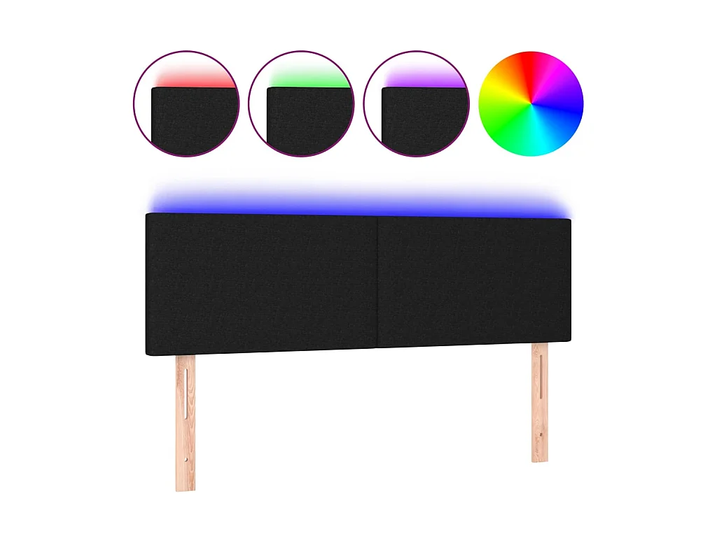 LED Kopfteil,Bettkopfteil Schwarz 144x5x78/88 cm Stoff -gkd619567