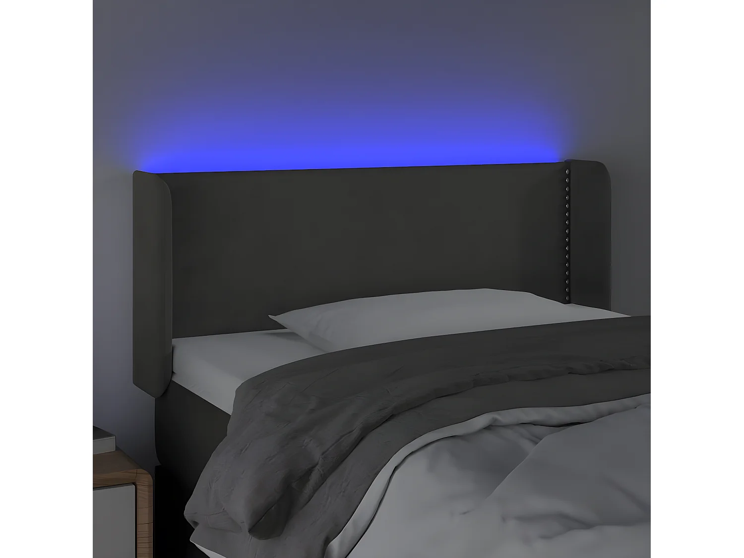 Tête de lit à LED Gris foncé 93x16x78,88 cm Velours LWE43762 BonneVie Meuble