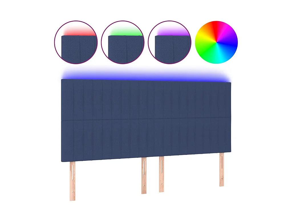 Cabecero con luces LED tela azul 160x5x118/128 cm ES23074