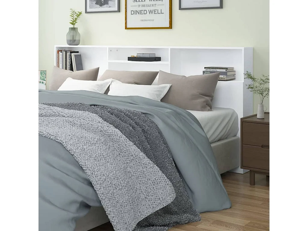 Cabeceira de cama com armário 220x19x103,5 cm branco PT410002