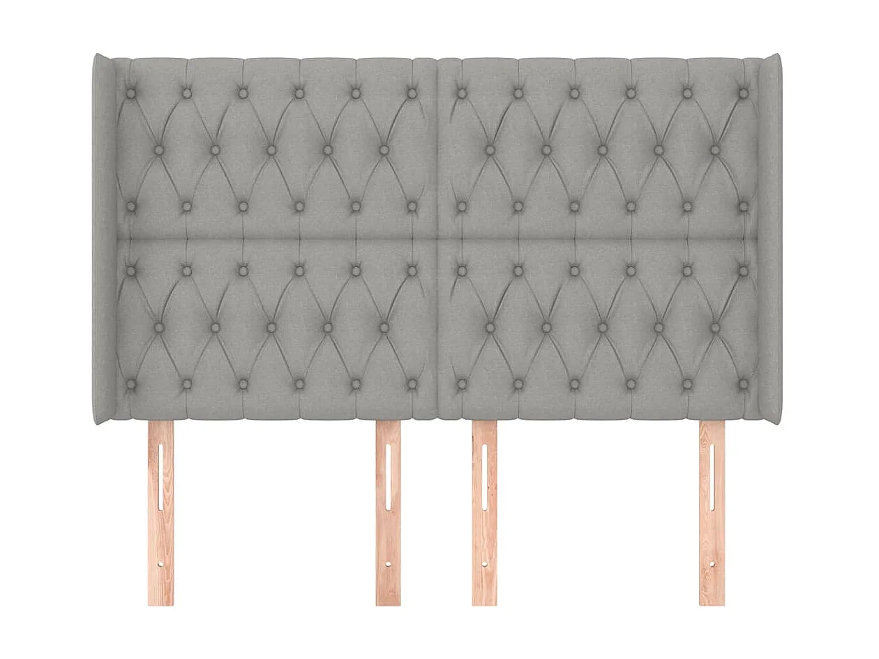 Tête de lit avec oreilles Gris clair 147x16x118/128 cm Tissu POI98942 BonneVie Meuble