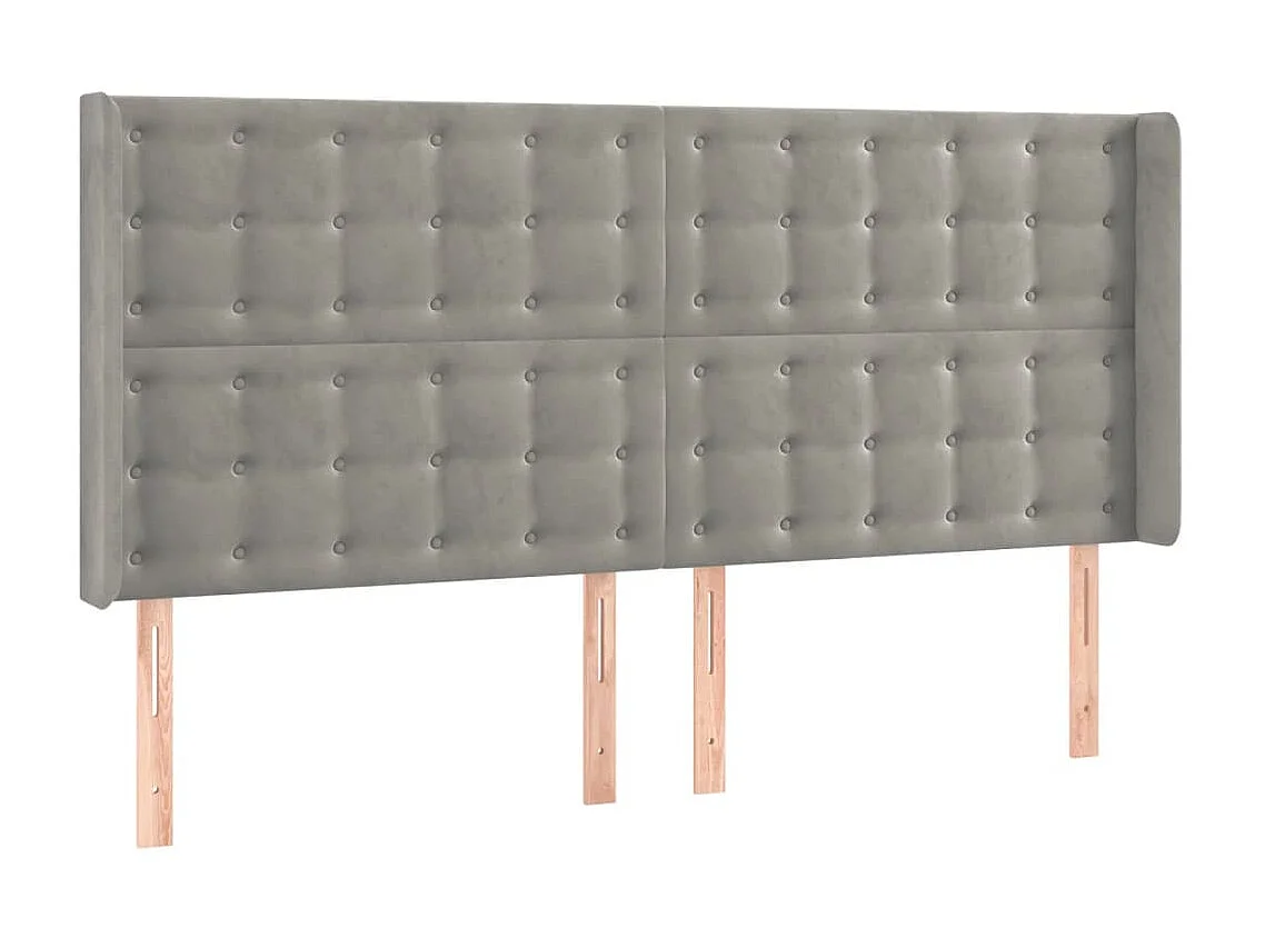 Tête de lit avec oreilles Gris clair 203x16x118/128 cm Velours POI83135 BonneVie Meuble
