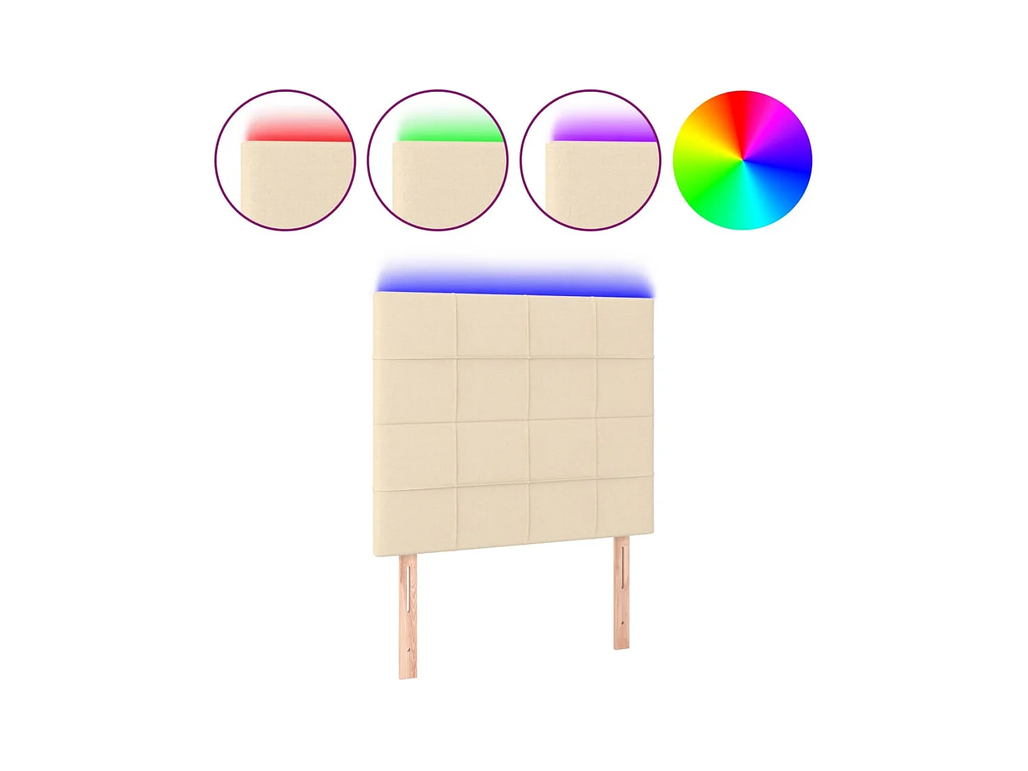 Testiera | Testata del letto a LED crema 90x5x118/128 cm in Tessuto
