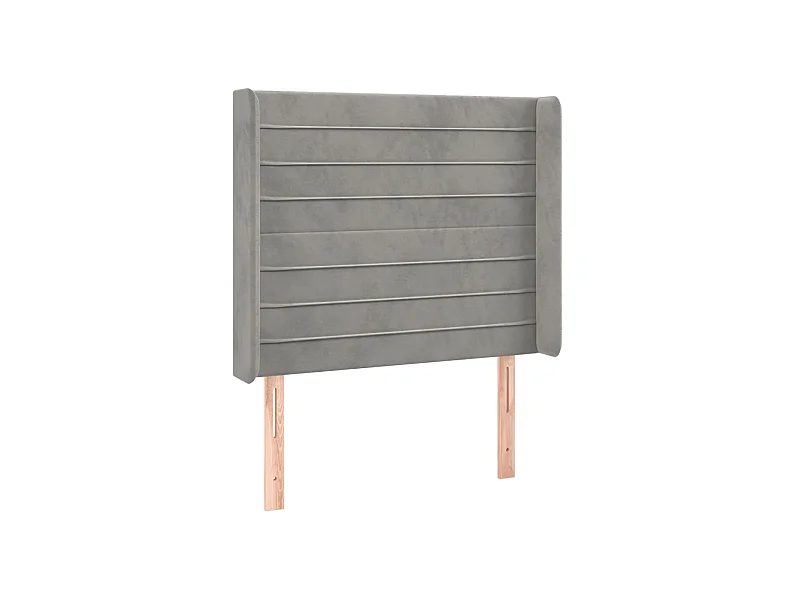 Tête de lit avec oreilles Gris clair 103x16x118/128 cm Velours POI60296 BonneVie Meuble