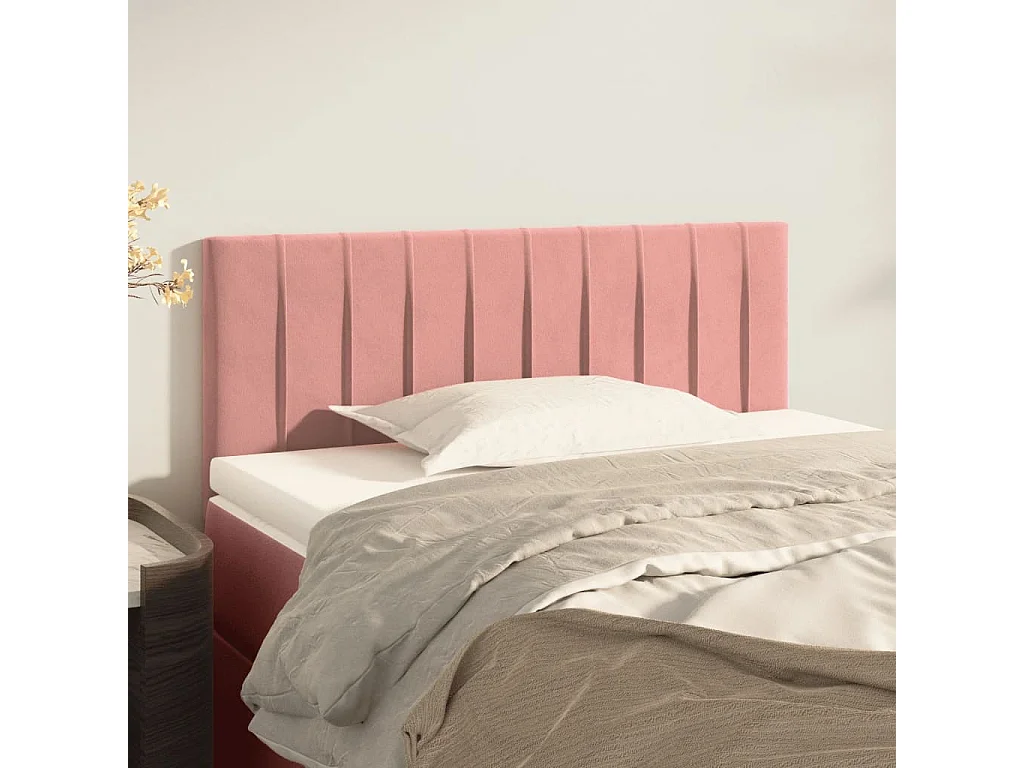 Tête de lit Rose 90x5x78/88 cm Velours POI62723 BonneVie Meuble