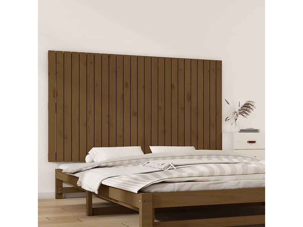 Tête de lit murale Marron miel 159,5x3x90 cm Bois massif de pin POI22623 BonneVie Meuble