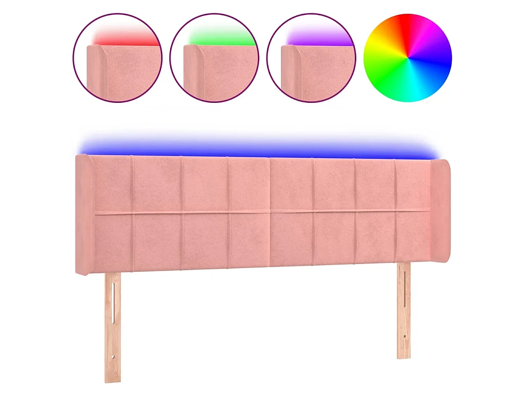 Tête de lit à LED Rose 147x16x78/88 cm Velours POI69605 BonneVie Meuble