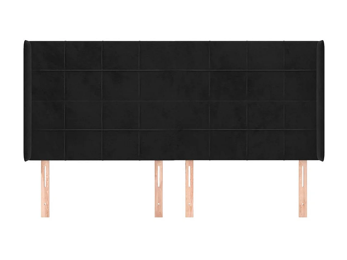 Testiera | Testata del letto ad Orecchio Nera 203x16x118/128 cm in Velluto