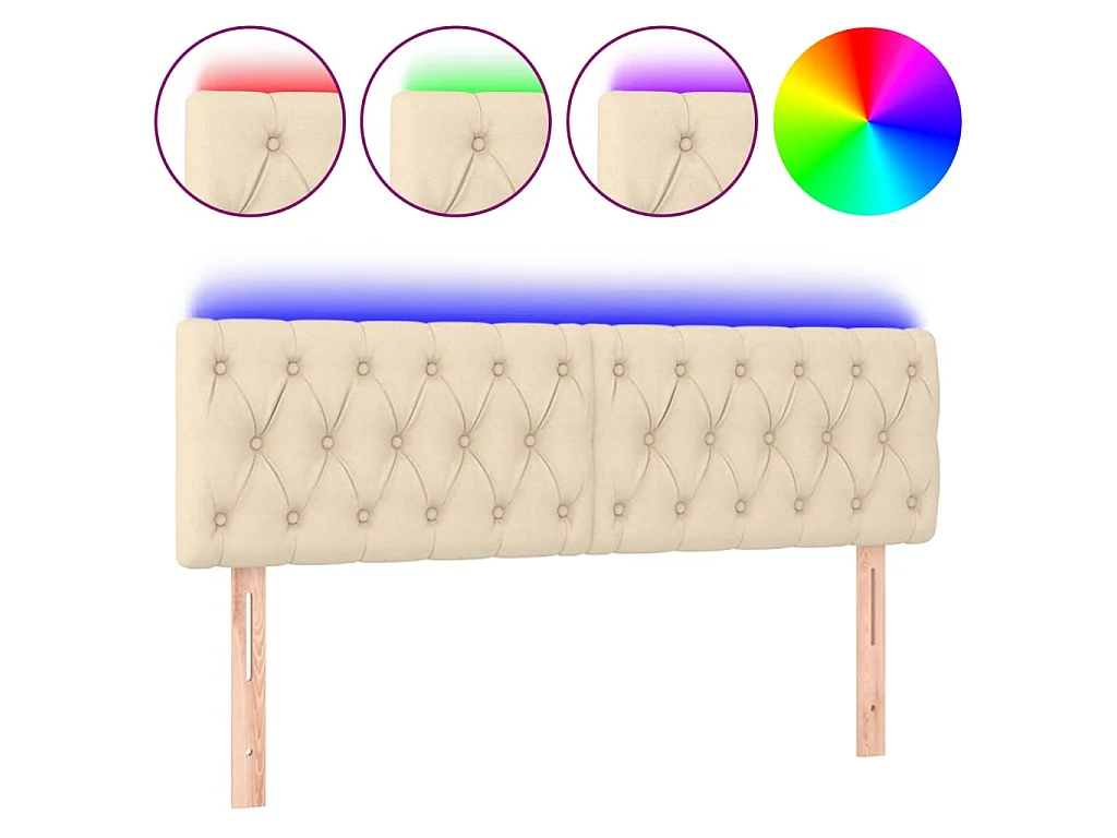 Tête de lit à LED Crème 144x7x78/88 cm Tissu POI54230 BonneVie Meuble