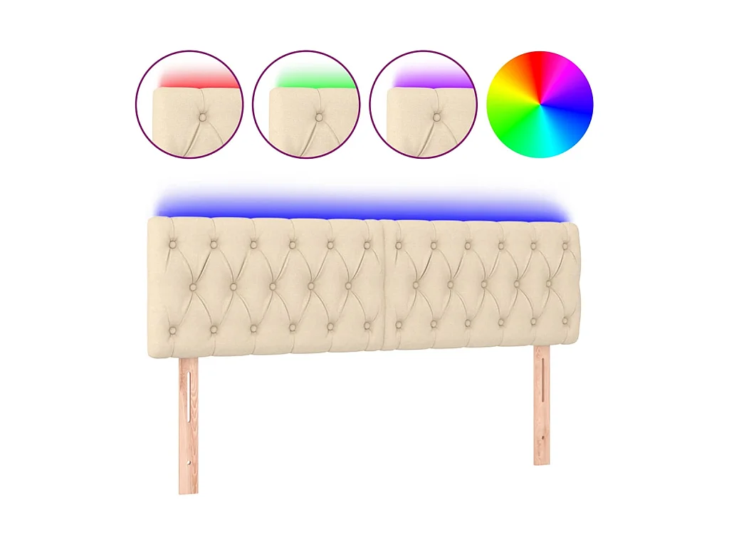 Tête de lit à LED Crème 144x7x78/88 cm Tissu POI54230 BonneVie Meuble
