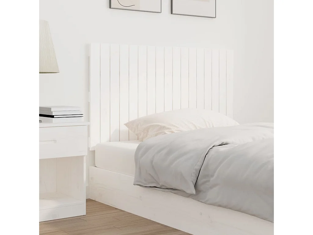 Cabecero de cama de pared madera maciza pino blanco 108x3x60 cm ES40086