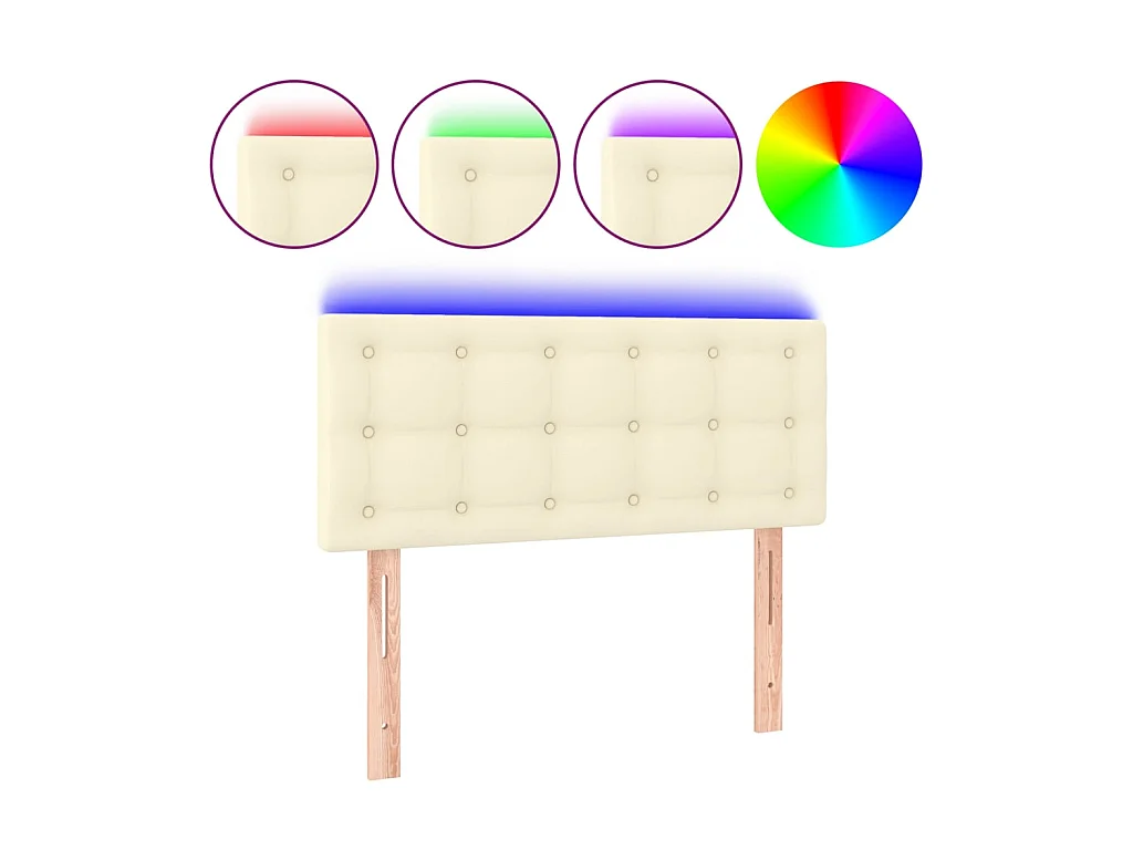 Testiera | Testata del letto Crema a LED 90x5x78/88 cm in Similpelle