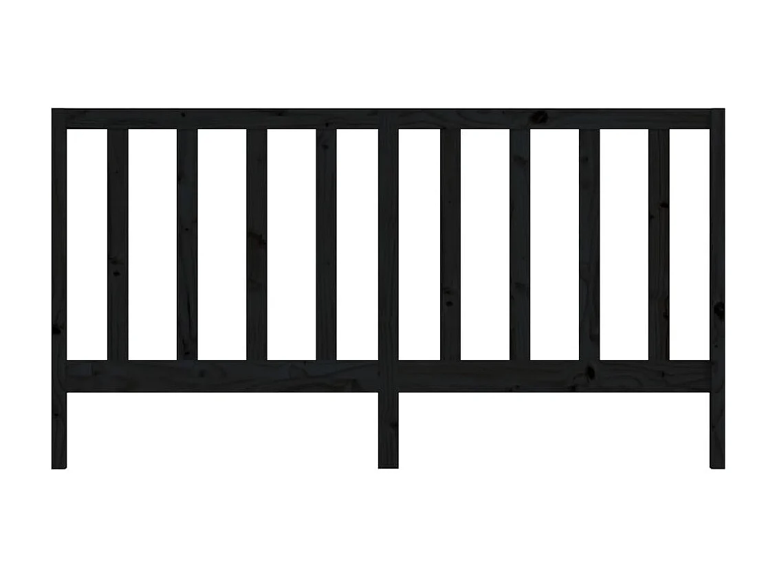 Tête de lit Noir 186x4x100 cm Bois massif de pin POI10587 BonneVie Meuble