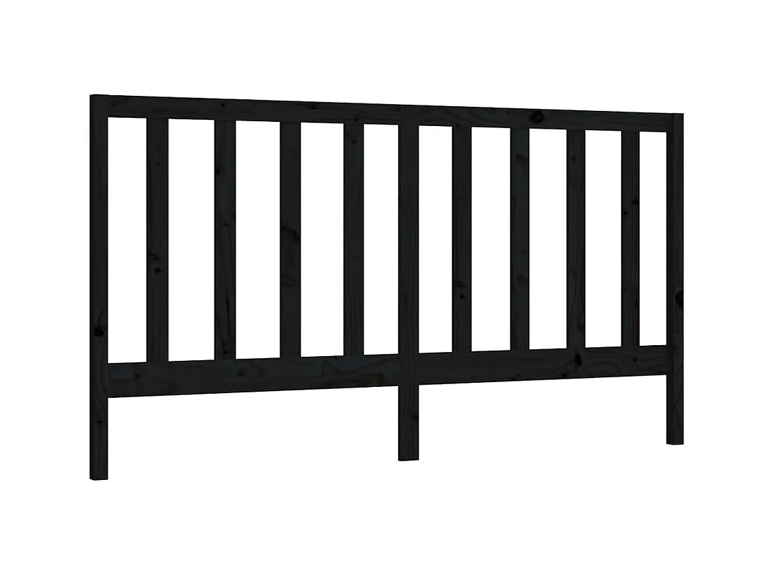 Tête de lit Noir 186x4x100 cm Bois massif de pin POI10587 BonneVie Meuble