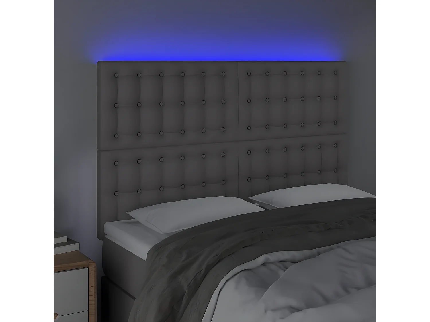 Testiera a LED Grigio 144x5x118/128 cm in Similpelle CFW560319